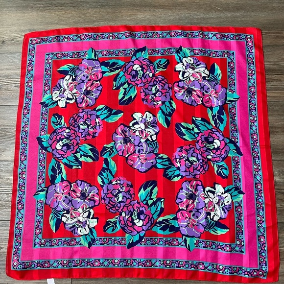 Floral Red Scarf from Italy 30/31 inch - Picture 8 of 9